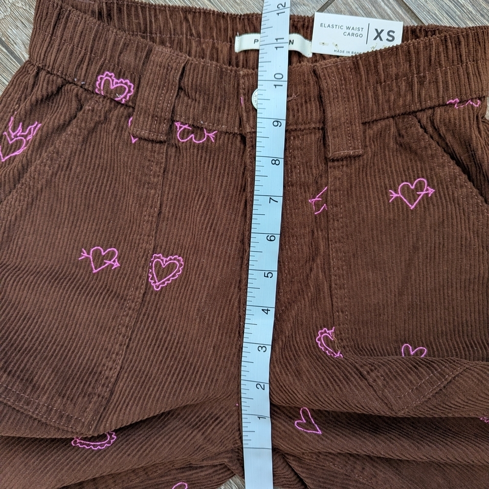 PacSun Heartbreaker Brown Corduroy Cargo Pants Size XS Elastic Waist Straight - Picture 9 of 11